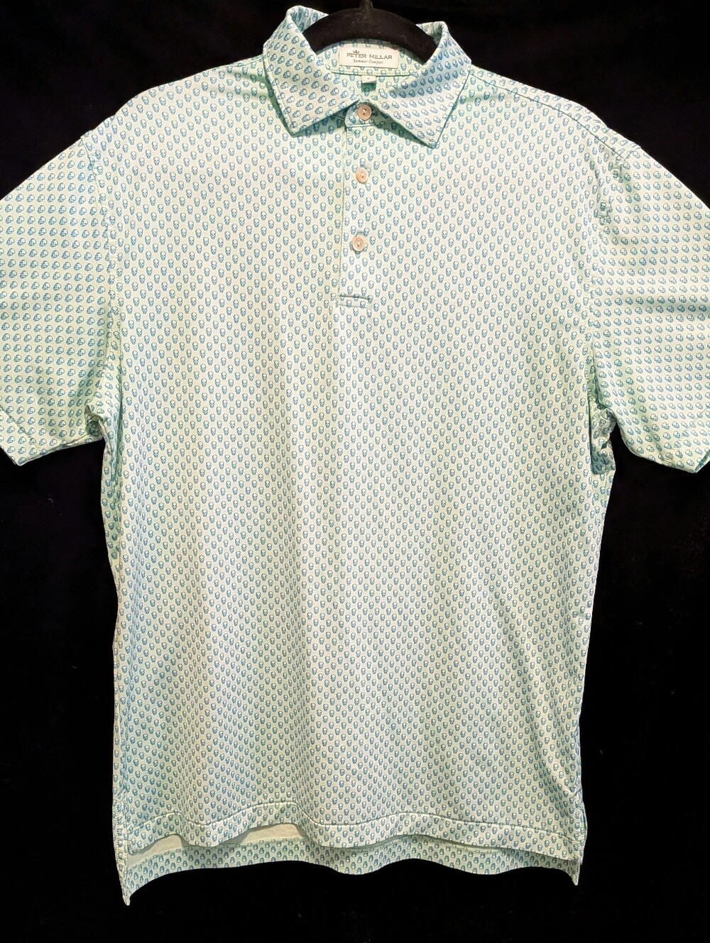 PETER Millar Summer Comfort "SKULLS" print Performance Golf Polo Shirt Size S